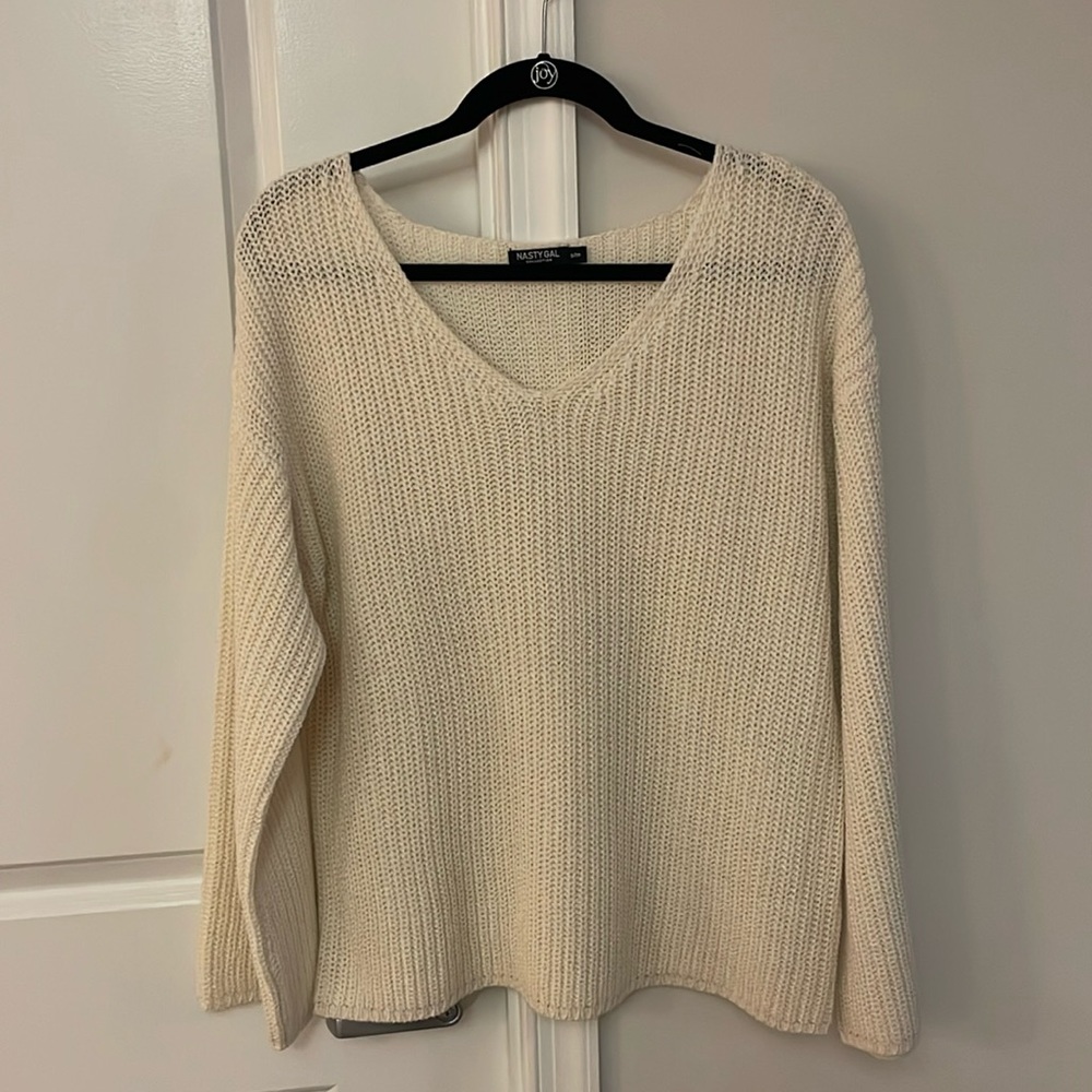 Nasty Gal cable knit V neck sweater